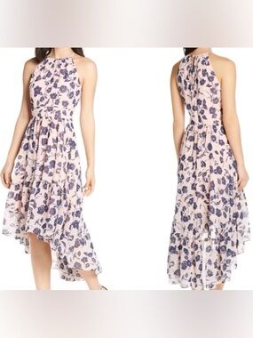 Eliza J Pink Floral High-Low Halter Dress